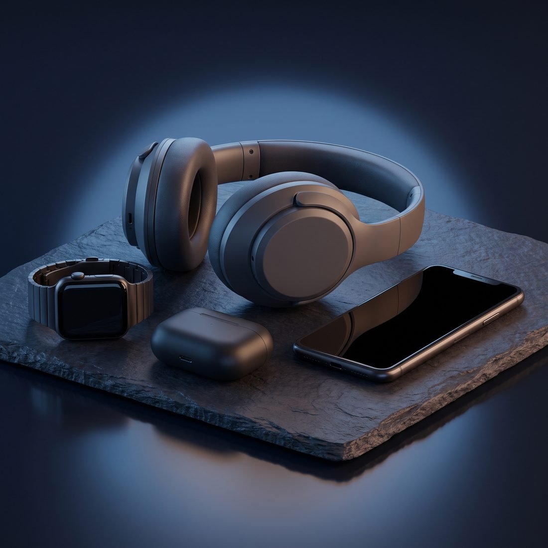 Headphones, smartwatch and phone accessories